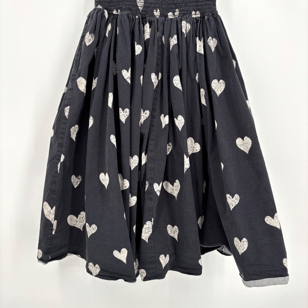 Autumn Adeigbo Winnie Dress Sz 0 Black White Heart Print Smocked‎ Midi Feminine - Picture 7 of 15